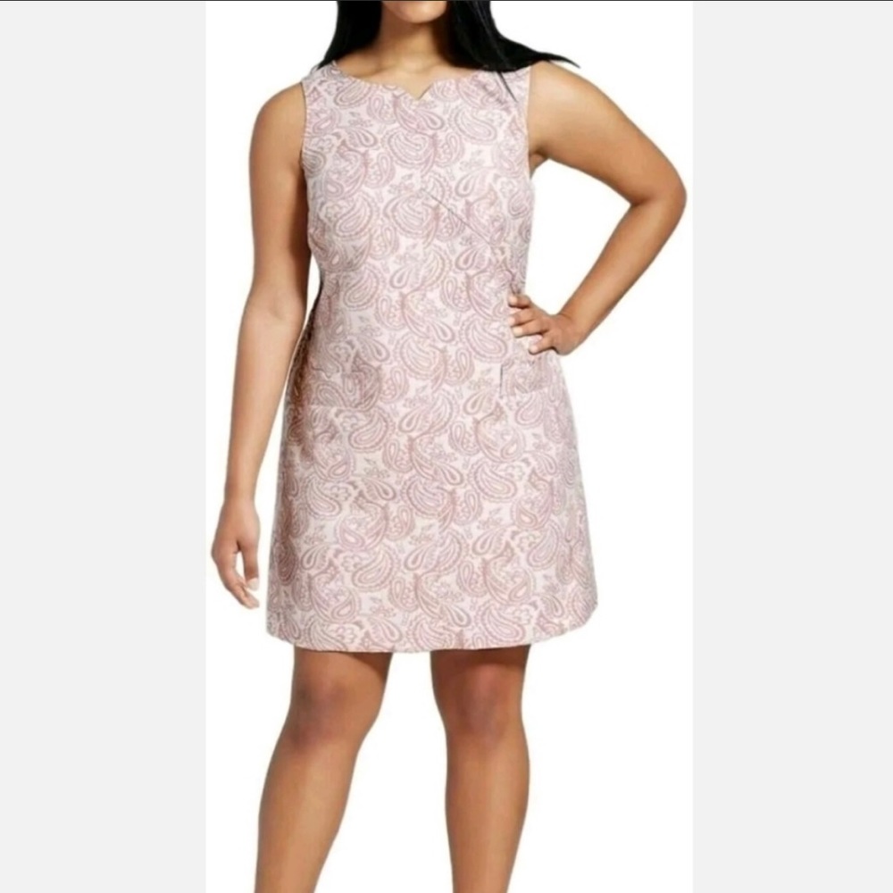 Victoria Beckham for Target White Blush Pink Paisley Jacquard Shift Dress - XL